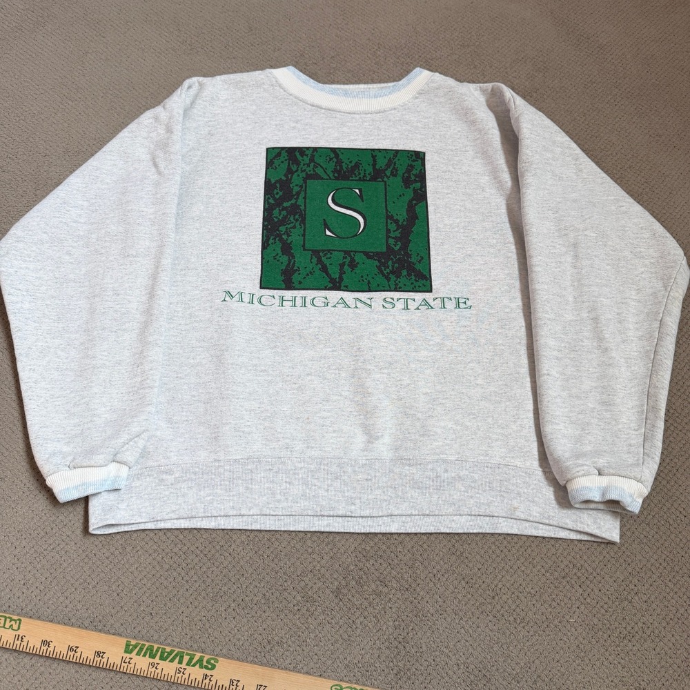 Vintage 1990s Michigan State Spartans Crewneck Sweatshirt Gray XL MSU
